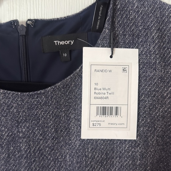 NWT Theory Gray blue Sleeveless Sheath Dress Crew Neck robina size 10 - Picture 2 of 3